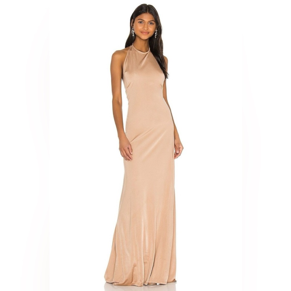 Alexis Xaverie Tan Halter Maxi Dress